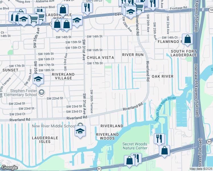 map of restaurants, bars, coffee shops, grocery stores, and more near 1954 Southwest 29th Avenue in Fort Lauderdale