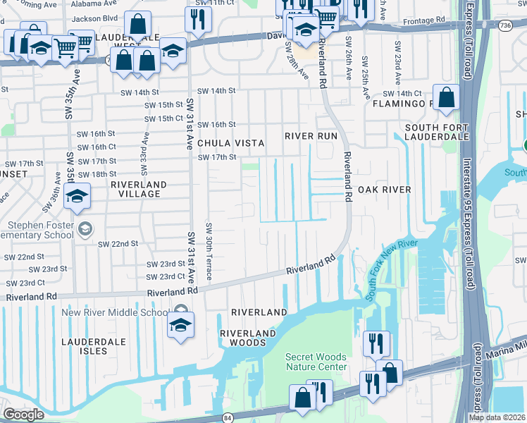 map of restaurants, bars, coffee shops, grocery stores, and more near 1996 Southwest 28th Way in Fort Lauderdale