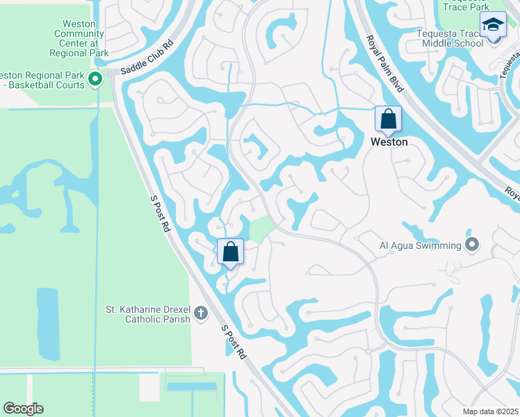 map of restaurants, bars, coffee shops, grocery stores, and more near 2495 Bay Isle Drive in Weston