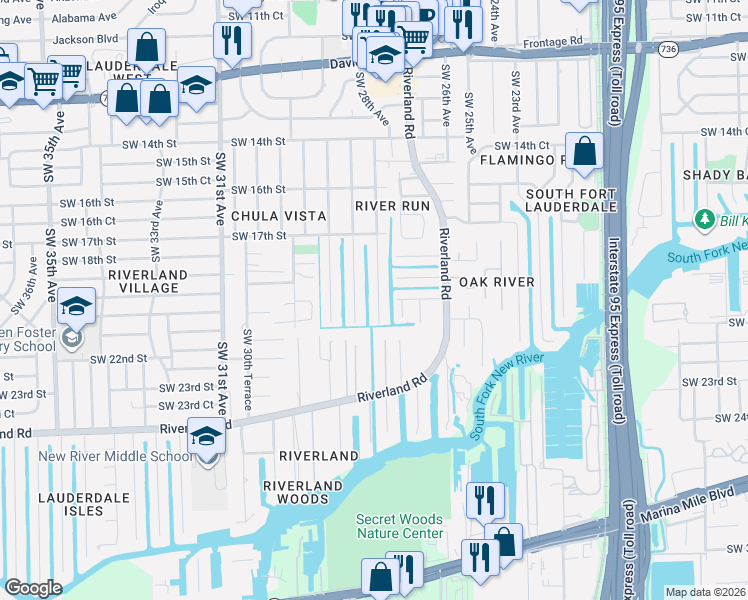 map of restaurants, bars, coffee shops, grocery stores, and more near 1997 Southwest 28th Avenue in Fort Lauderdale