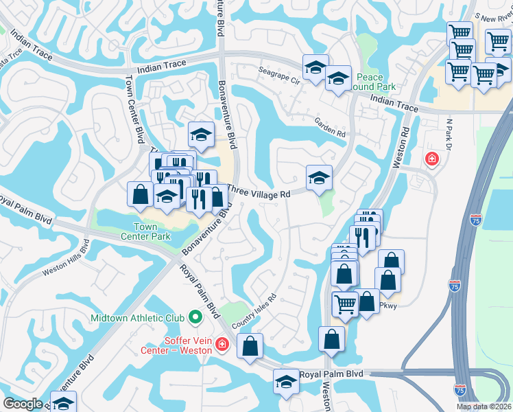 map of restaurants, bars, coffee shops, grocery stores, and more near 1979 Sacramento in Weston