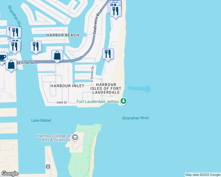map of restaurants, bars, coffee shops, grocery stores, and more near 2000 South Ocean Lane in Fort Lauderdale