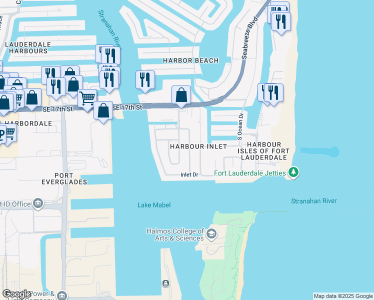 map of restaurants, bars, coffee shops, grocery stores, and more near in Fort Lauderdale