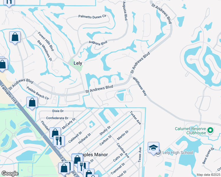 map of restaurants, bars, coffee shops, grocery stores, and more near 488 Saint Andrews Boulevard in Naples