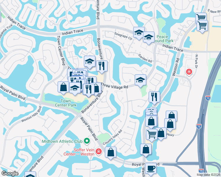 map of restaurants, bars, coffee shops, grocery stores, and more near 1979 Sacramento in Weston