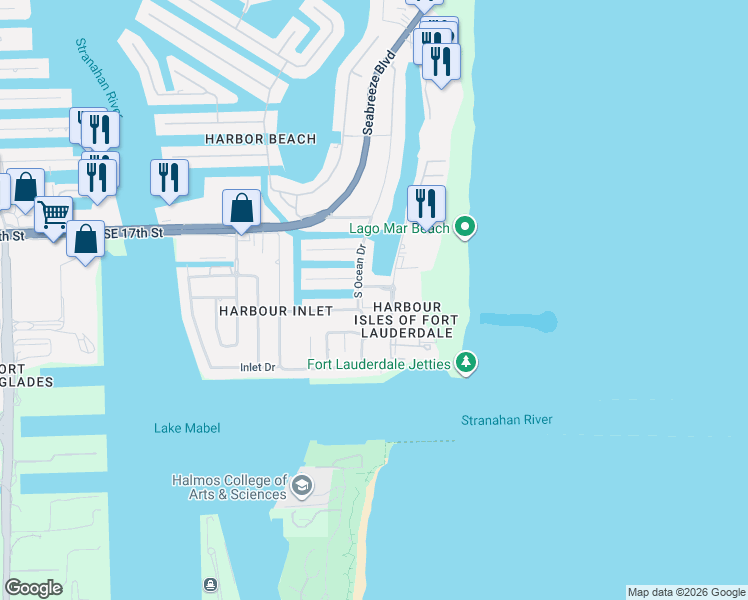 map of restaurants, bars, coffee shops, grocery stores, and more near in Fort Lauderdale