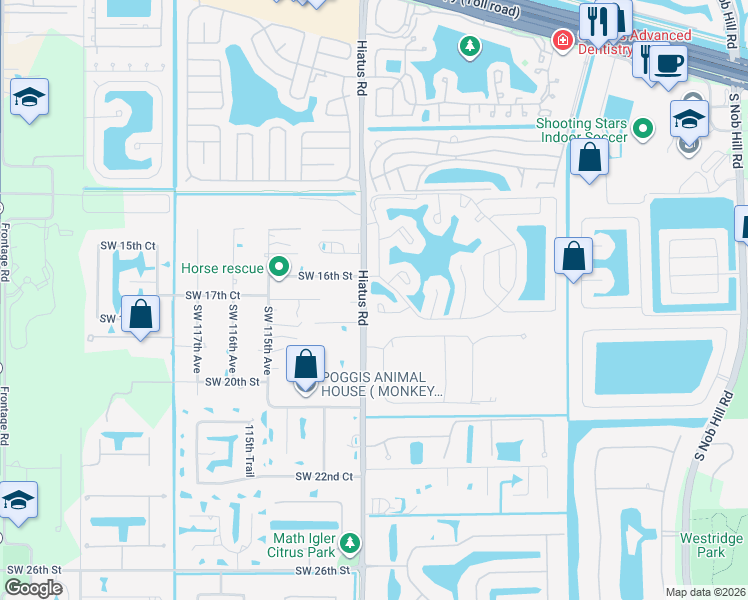 map of restaurants, bars, coffee shops, grocery stores, and more near 1765 Southwest 17th Street in Davie