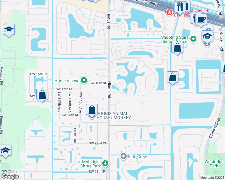 map of restaurants, bars, coffee shops, grocery stores, and more near 1765 Southwest 17th Street in Davie