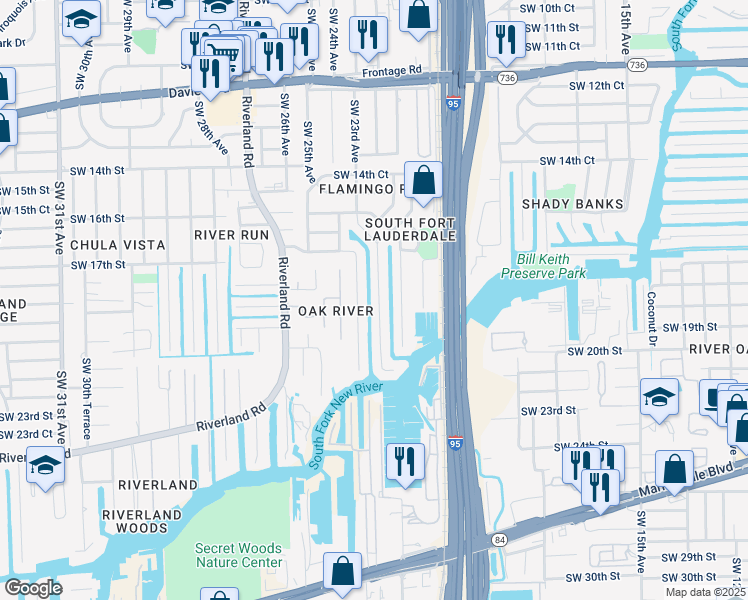 map of restaurants, bars, coffee shops, grocery stores, and more near 1810 Southwest 23rd Avenue in Fort Lauderdale