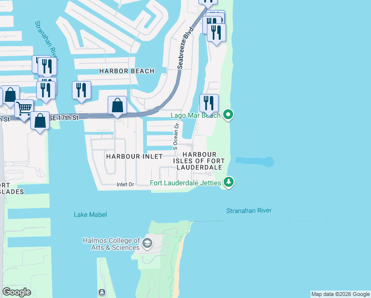 map of restaurants, bars, coffee shops, grocery stores, and more near in Fort Lauderdale