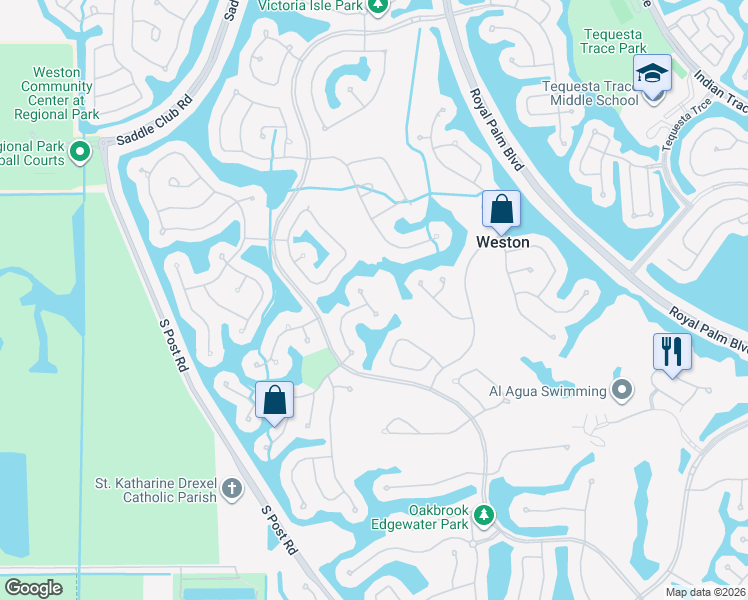 map of restaurants, bars, coffee shops, grocery stores, and more near 2461 Bay Isle Court in Weston