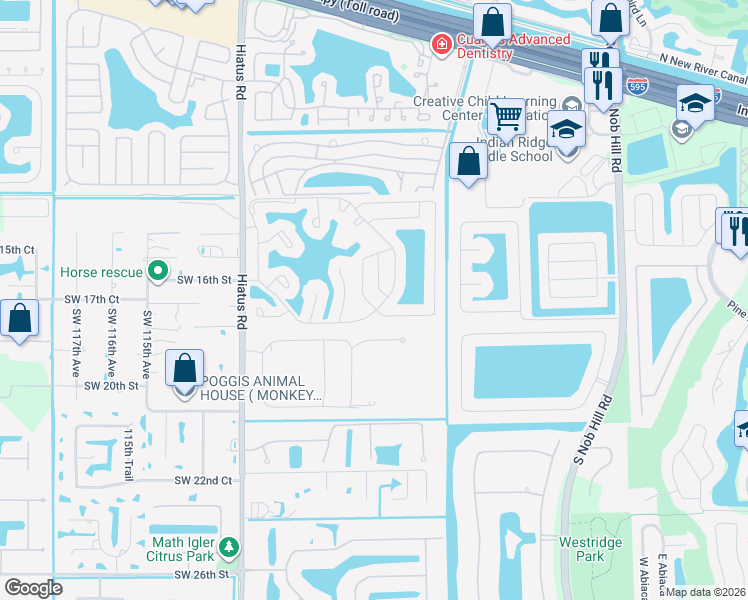 map of restaurants, bars, coffee shops, grocery stores, and more near 1735 Southwest 108th Terrace in Davie