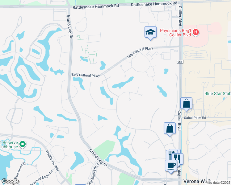 map of restaurants, bars, coffee shops, grocery stores, and more near 7304 Hagen Way in Naples