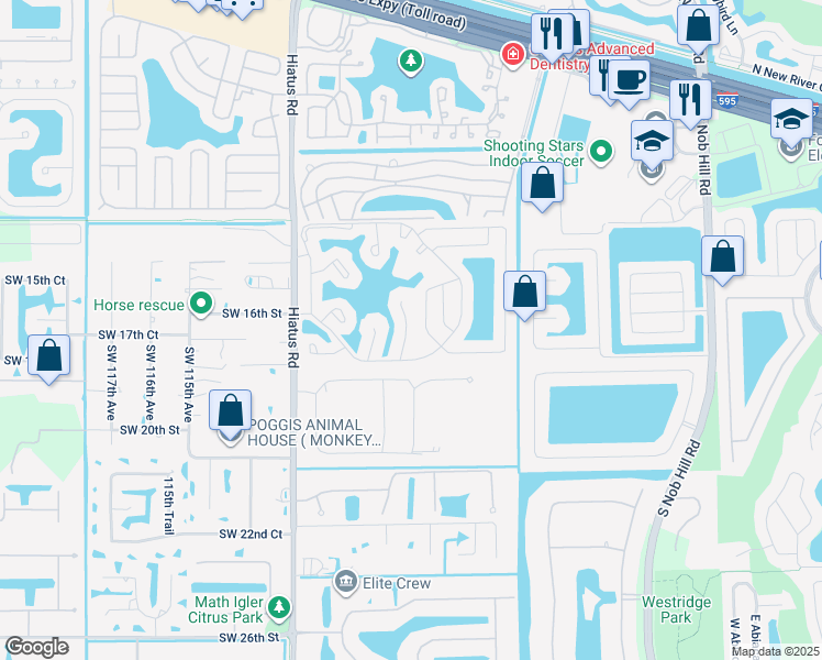 map of restaurants, bars, coffee shops, grocery stores, and more near 1732 Southwest 109th Terrace in Davie