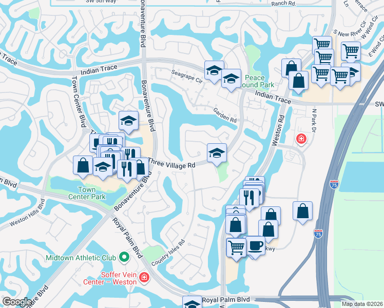 map of restaurants, bars, coffee shops, grocery stores, and more near 1646 Eastlake Way in Weston