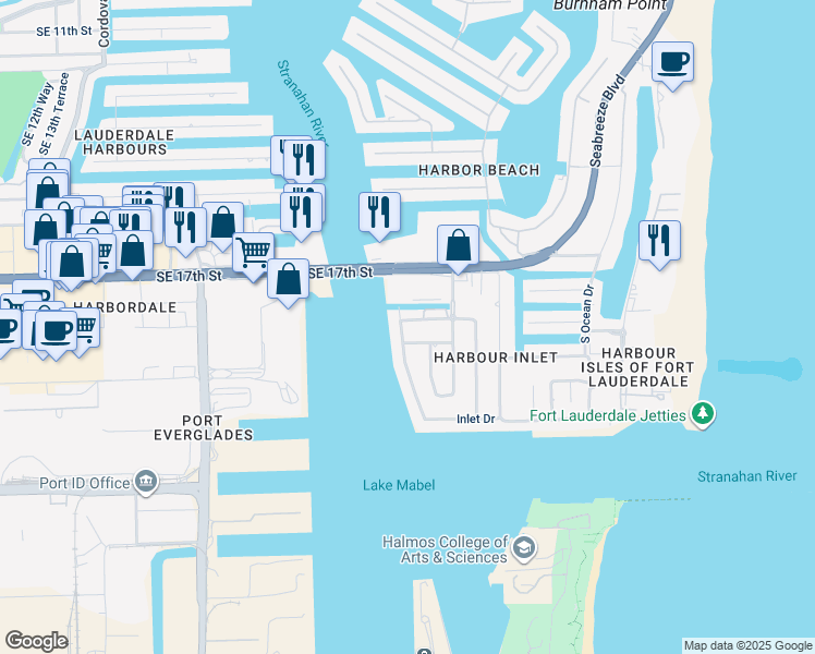 map of restaurants, bars, coffee shops, grocery stores, and more near 2100 Southeast 18th Street in Fort Lauderdale