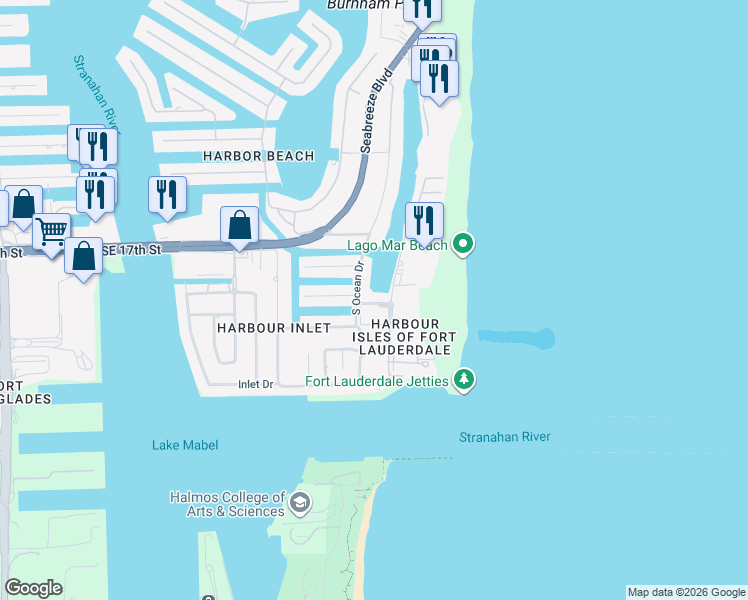 map of restaurants, bars, coffee shops, grocery stores, and more near in Fort Lauderdale