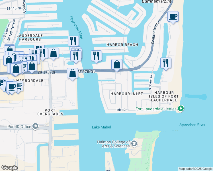 map of restaurants, bars, coffee shops, grocery stores, and more near 2100 Southeast 18th Street in Fort Lauderdale