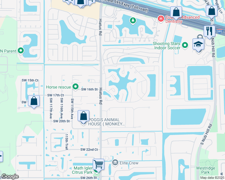map of restaurants, bars, coffee shops, grocery stores, and more near 11070 Southwest 16th Manor in Davie