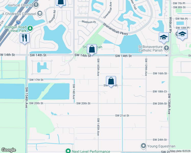 map of restaurants, bars, coffee shops, grocery stores, and more near 14511 Southwest 17th Court in Davie