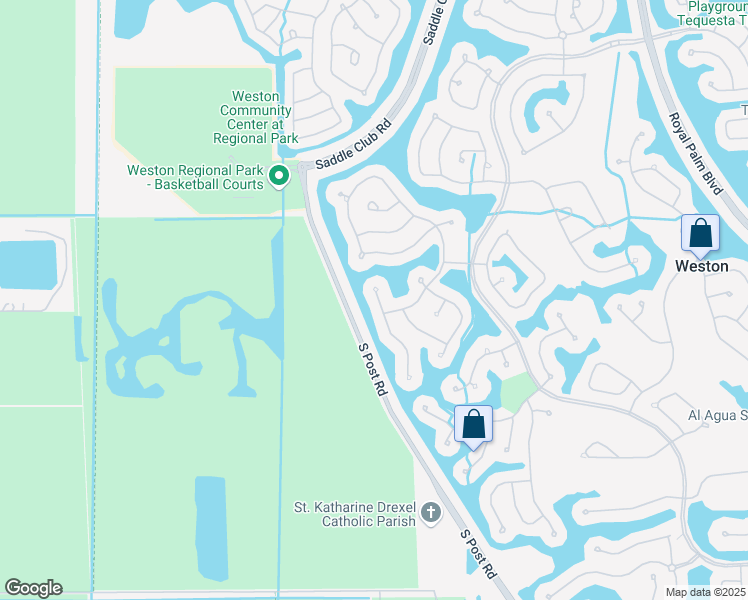 map of restaurants, bars, coffee shops, grocery stores, and more near 2515 Hunters Run Way in Weston