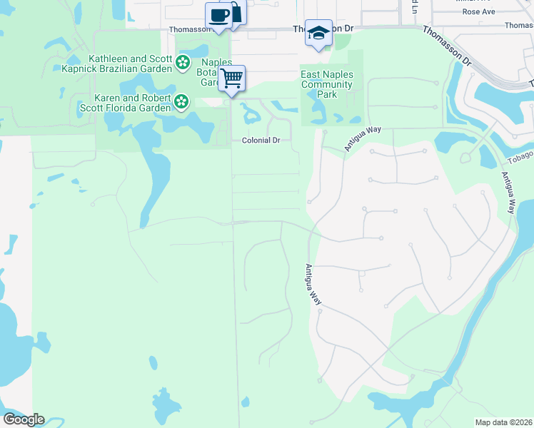 map of restaurants, bars, coffee shops, grocery stores, and more near 3084 Woodside Avenue in Naples