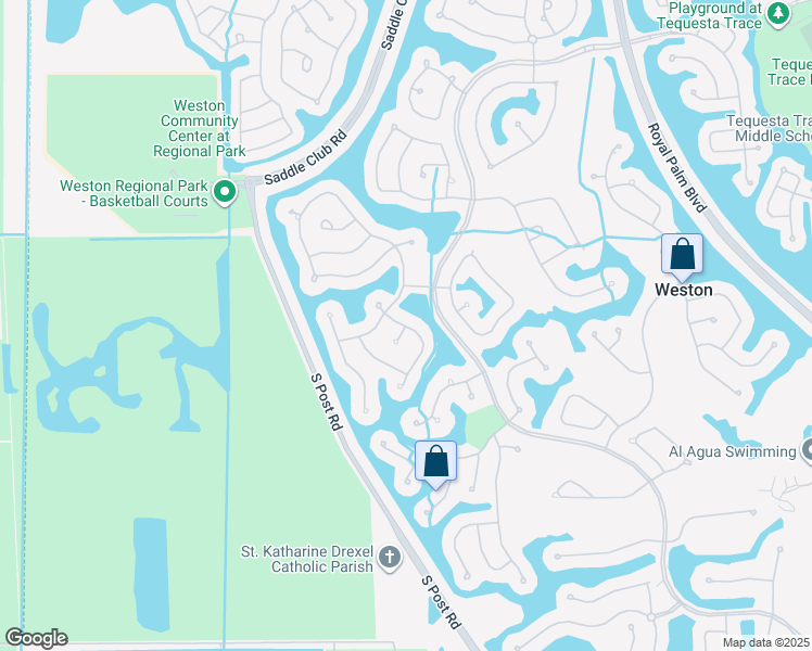 map of restaurants, bars, coffee shops, grocery stores, and more near 2419 Deer Creek Road in Weston