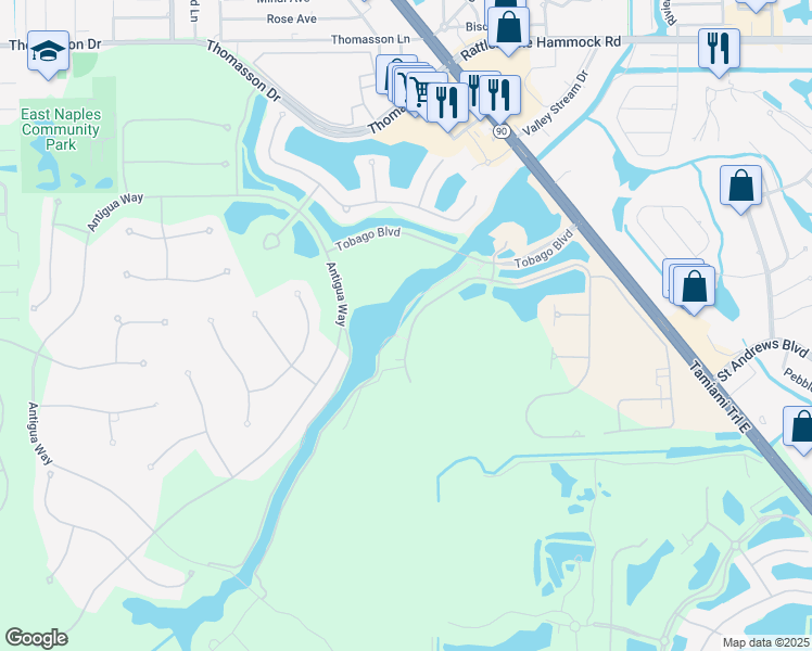 map of restaurants, bars, coffee shops, grocery stores, and more near 4693 Thomasson Drive in Naples