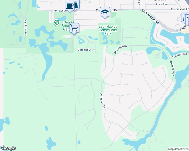 map of restaurants, bars, coffee shops, grocery stores, and more near 3212 Woodside Avenue in Naples