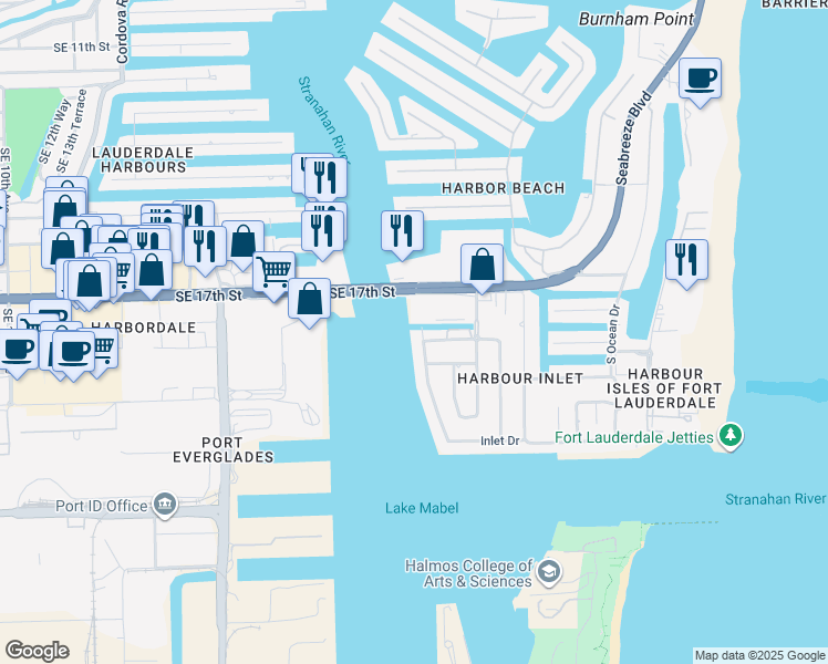 map of restaurants, bars, coffee shops, grocery stores, and more near 2100 Southeast 18th Street in Fort Lauderdale