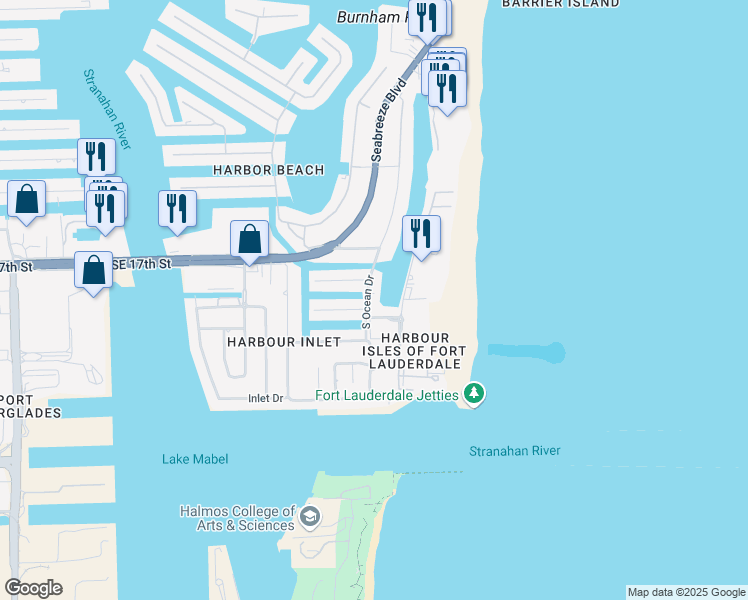 map of restaurants, bars, coffee shops, grocery stores, and more near in Fort Lauderdale