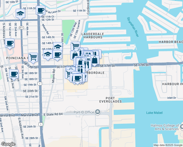 map of restaurants, bars, coffee shops, grocery stores, and more near 2000 Southeast 10th Avenue in Fort Lauderdale