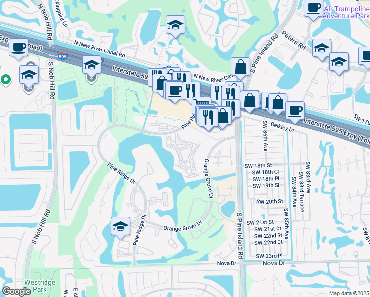 map of restaurants, bars, coffee shops, grocery stores, and more near 1530 Whitehall Drive in Davie