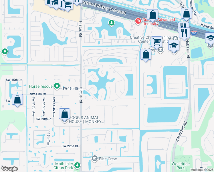 map of restaurants, bars, coffee shops, grocery stores, and more near 1652 Southwest 109th Terrace in Davie