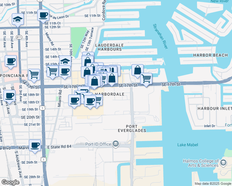 map of restaurants, bars, coffee shops, grocery stores, and more near 307 W Dixie Hwy in Dania Beach