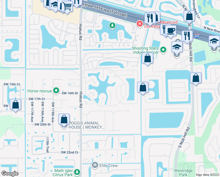 map of restaurants, bars, coffee shops, grocery stores, and more near 1652 Southwest 109th Terrace in Davie