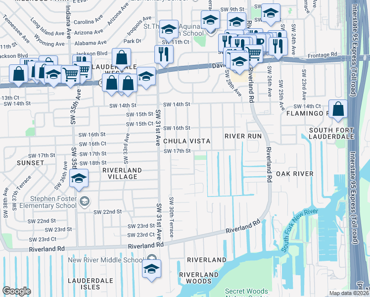 map of restaurants, bars, coffee shops, grocery stores, and more near in Fort Lauderdale