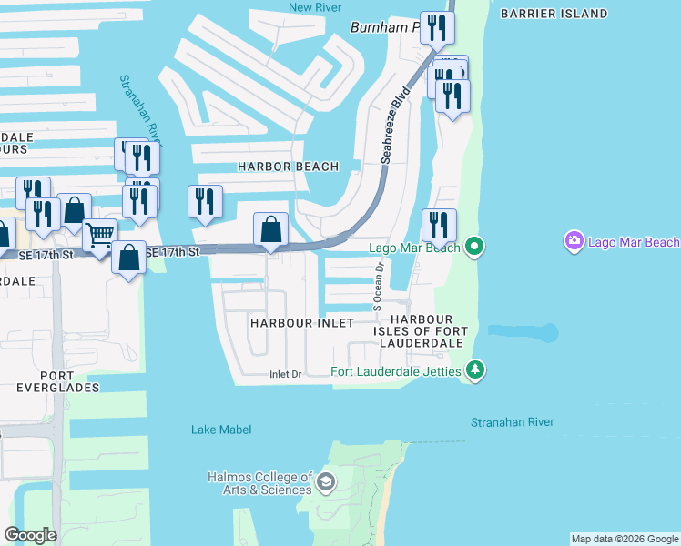 map of restaurants, bars, coffee shops, grocery stores, and more near 2625 Marion Drive in Fort Lauderdale