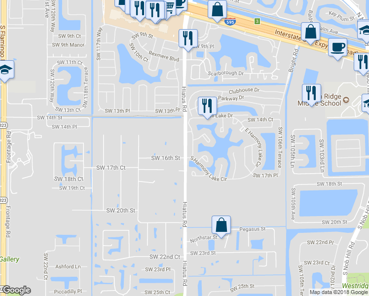 map of restaurants, bars, coffee shops, grocery stores, and more near 1555 Southwest 112th Avenue in Davie