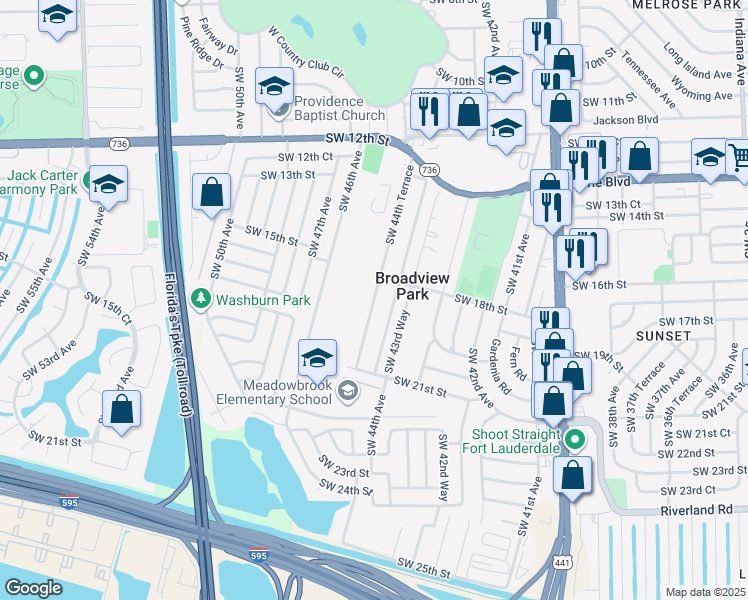 map of restaurants, bars, coffee shops, grocery stores, and more near 1773 Southwest 44th Terrace in Fort Lauderdale