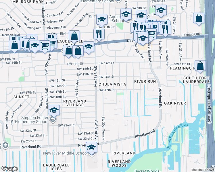 map of restaurants, bars, coffee shops, grocery stores, and more near in Fort Lauderdale