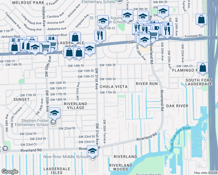map of restaurants, bars, coffee shops, grocery stores, and more near in Fort Lauderdale