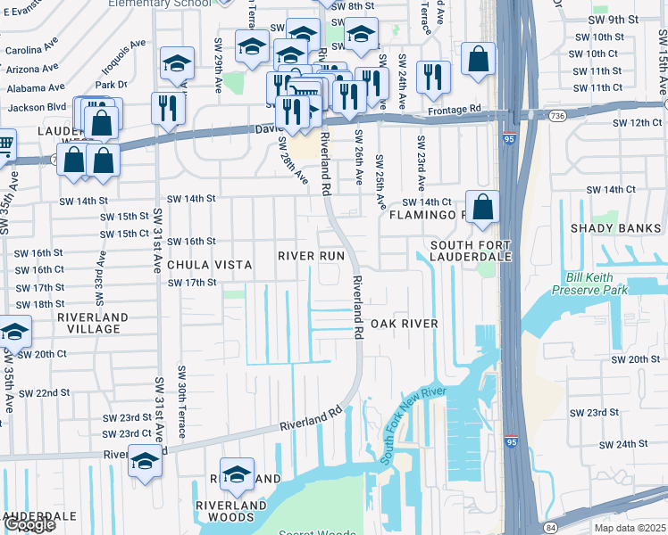map of restaurants, bars, coffee shops, grocery stores, and more near in Fort Lauderdale