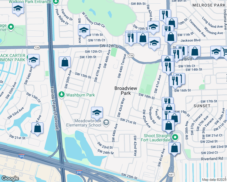 map of restaurants, bars, coffee shops, grocery stores, and more near 1773 Southwest 44th Terrace in Fort Lauderdale