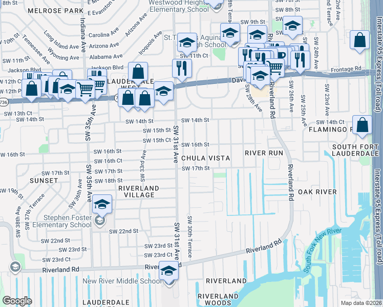 map of restaurants, bars, coffee shops, grocery stores, and more near in Fort Lauderdale
