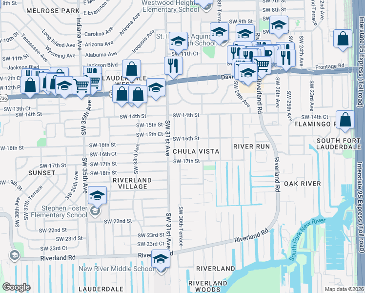 map of restaurants, bars, coffee shops, grocery stores, and more near in Fort Lauderdale