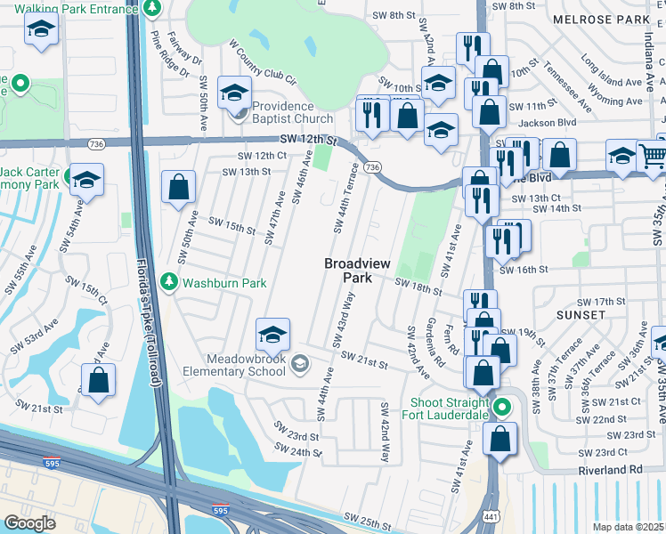 map of restaurants, bars, coffee shops, grocery stores, and more near 1773 Southwest 44th Terrace in Fort Lauderdale