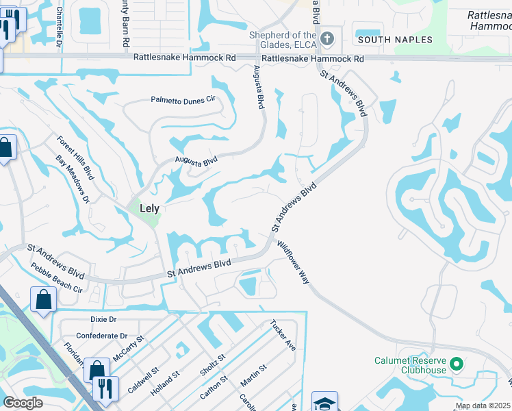 map of restaurants, bars, coffee shops, grocery stores, and more near 220 Deerwood Circle in Naples