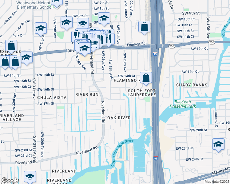 map of restaurants, bars, coffee shops, grocery stores, and more near 2481 Southwest 15th Court in Fort Lauderdale