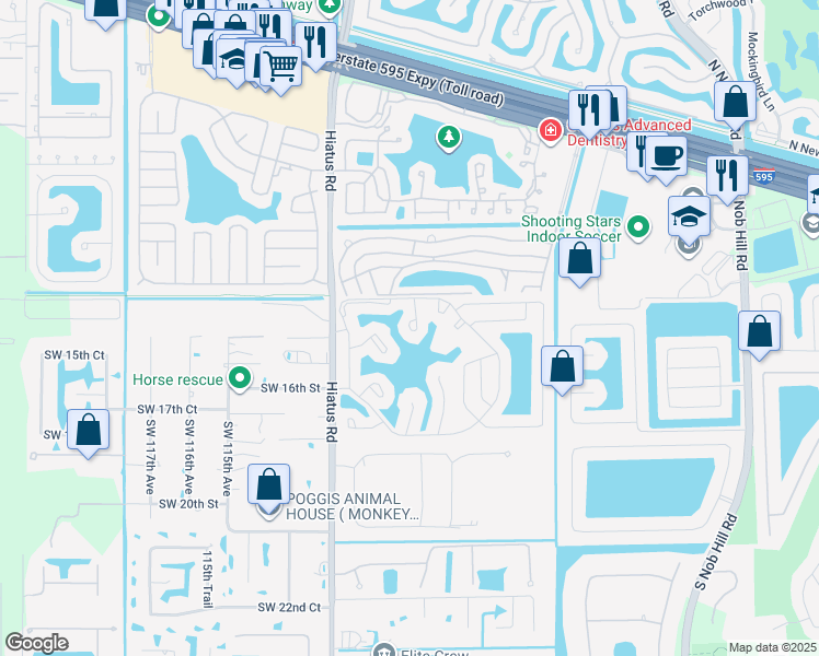 map of restaurants, bars, coffee shops, grocery stores, and more near 1417 Southwest 110th Way in Davie